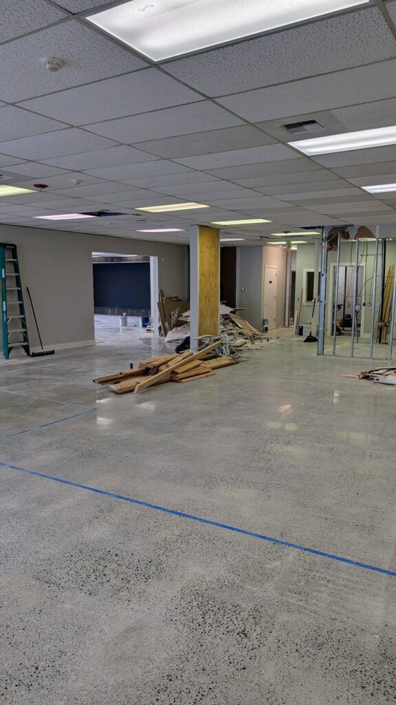 Interior of The Friendly Bark under construction