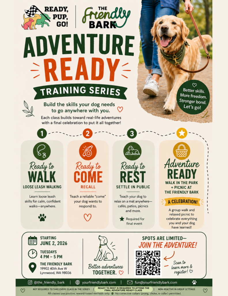 Adventure Ready Training Series with Ready Pup Go at The Friendly Bark in Lynnwood WA